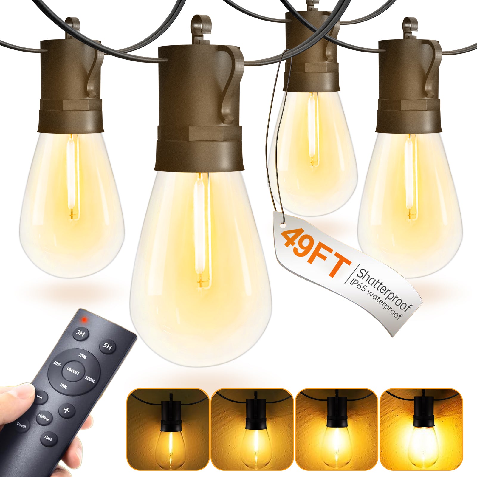 Brimax 2200K S14 E12 dimmable LED String Lights