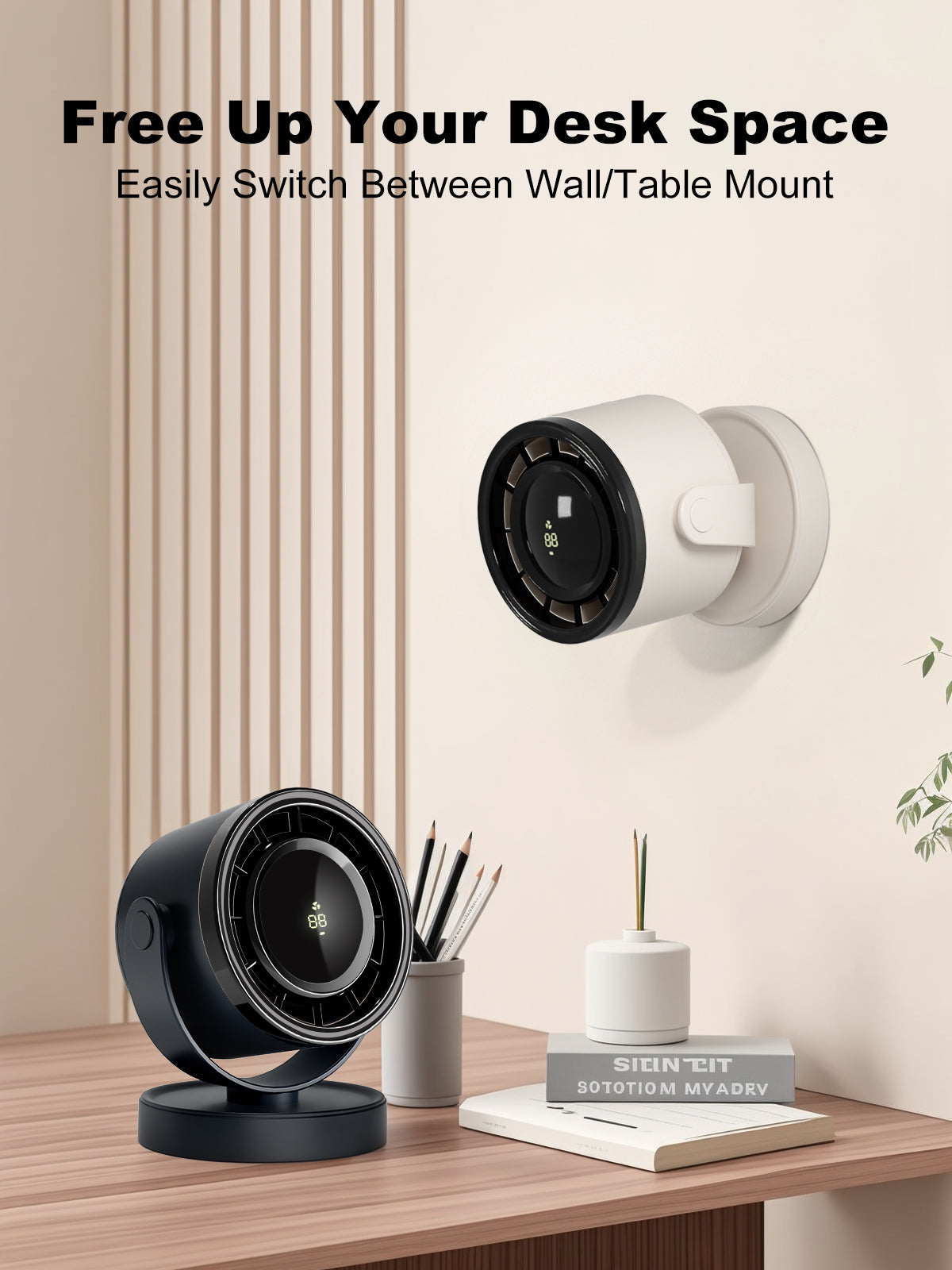 Brimax 4 Speeds Cordless Office Desk Fan (Black & White)