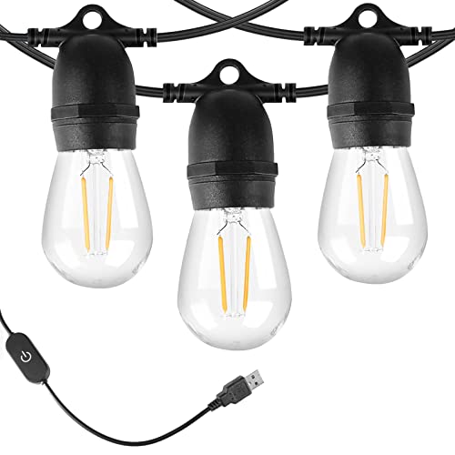 BRIMAX DC5V transparenter Kunststoff 10W S14 USB LED-Lichterkette 2700K dimmbar (1Pack)