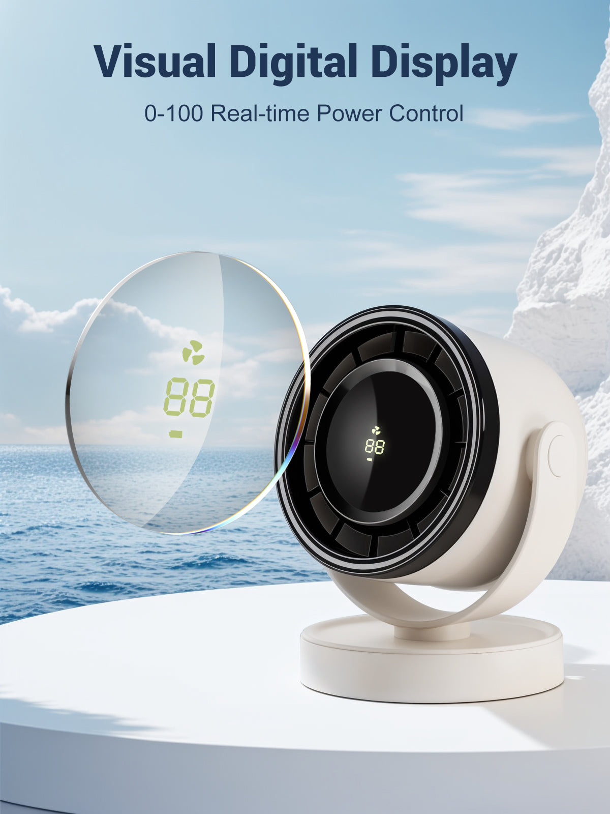 Brimax 4 Speeds Cordless Office Desk Fan (Black & White)