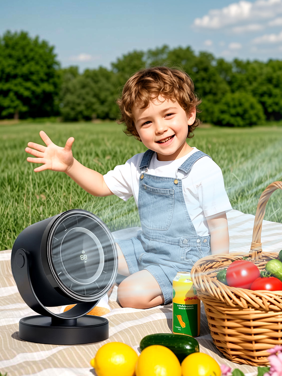 Brimax 4 Speeds Cordless Office Desk Fan (Black & White)