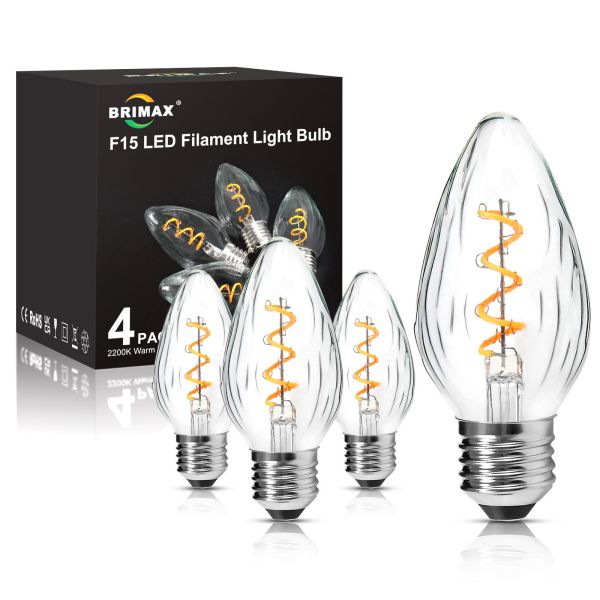 BRIMAX 120V 230V Clear Glass 2W C45 F15 Soft Filament E26 E27 LED Bulb