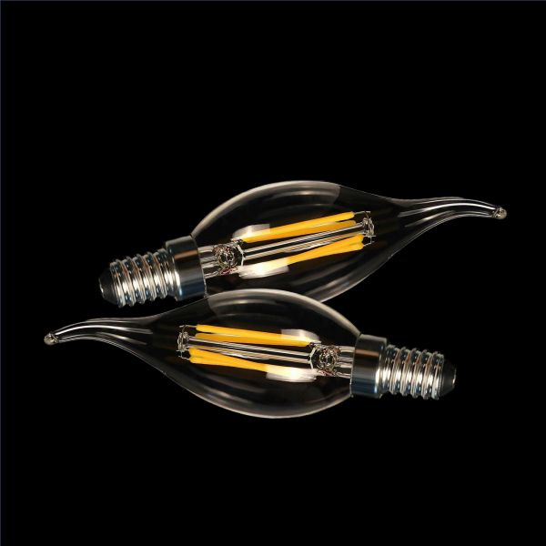 BRIMAX 120V 230V Clear Glass 4W C35T E12 E14 LED Bulb 2700K (6Pack)