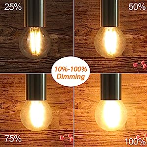 BRIMAX 120V 230V Clear Glass 6W G45 E26 E27 LED Bulb 2700K (6Pack)