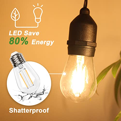 BRIMAX 120V Clear Plastic 48FT 30W S14 LED String Lights 2700K (1Pack)