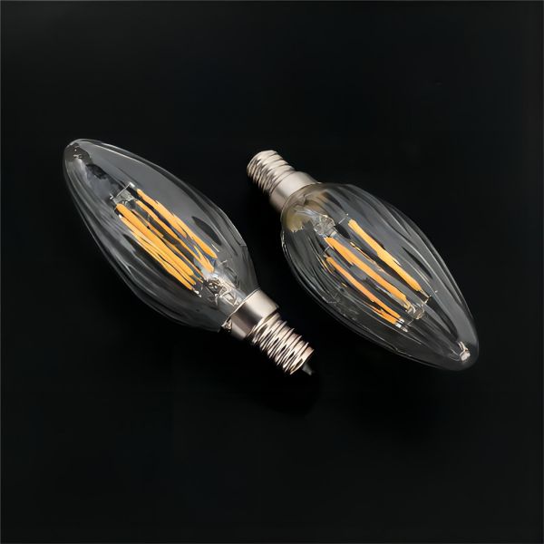 BRIMAX 120V 230V Clear Wrinkle Glass 4W C35 E12 E14 LED Bulb 2700K (10Pack)