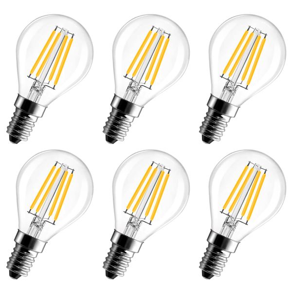 BRIMAX AC120V AC230V Clear Glass 4W G45 E12 E14 LED Bulb 2700K (6Pack)