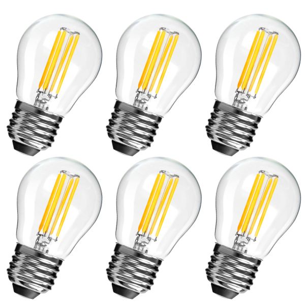 BRIMAX 120V 230V Clear Glass 4W G45 Dimmable E26 E27 LED Bulb 2700K (6Pack)