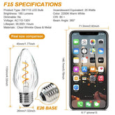 BRIMAX 120V 230V Clear Glass 2W C45 F15 Soft Filament E26 E27 LED Bulb 2200K (10Pack)