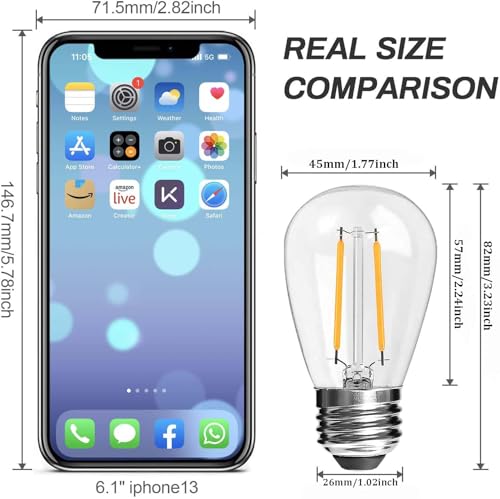 Brimax S14 2W E26 2700K Soft White Dimmable LED Light Bulb 15-Pack