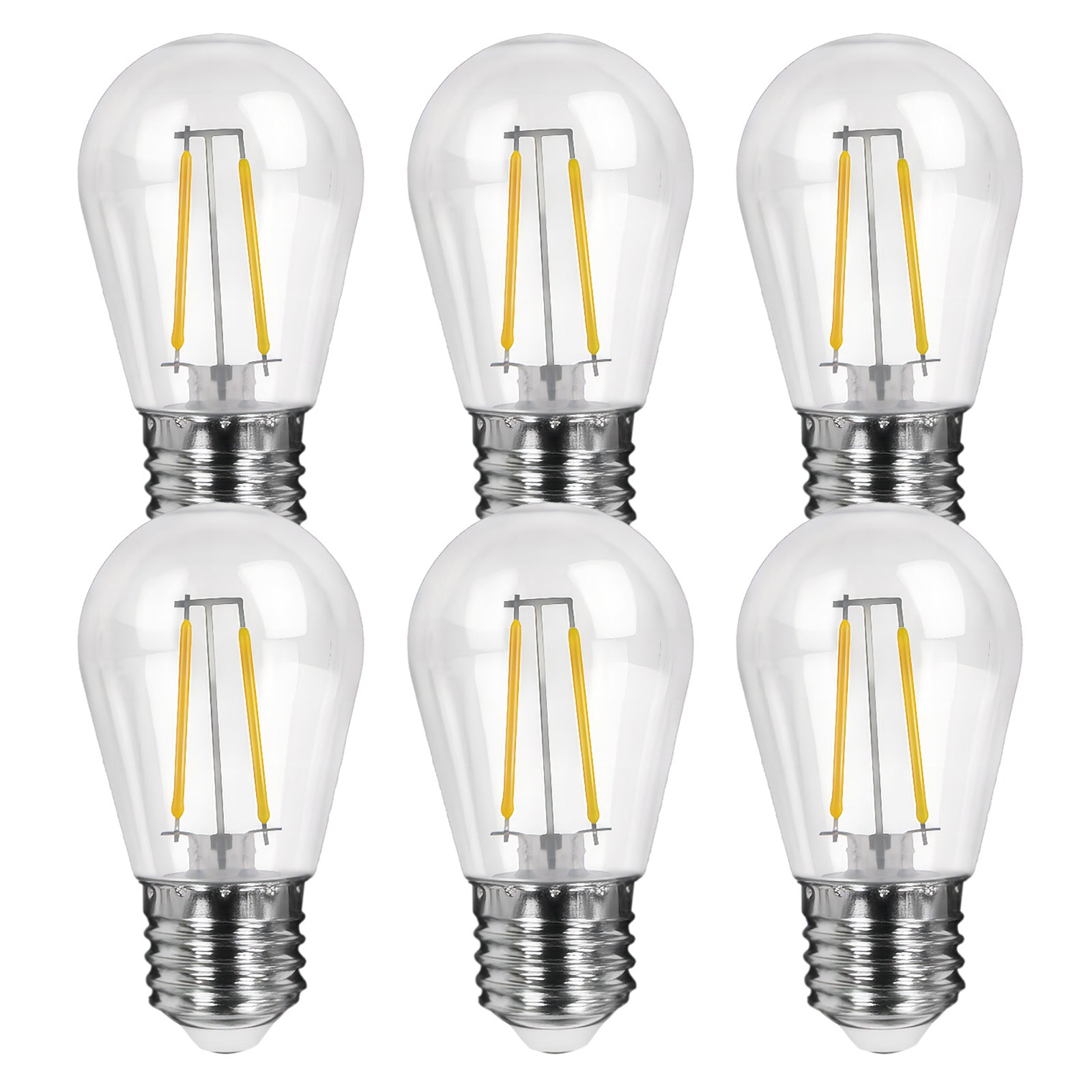 Dimmable Clear Plastic Shatterproof AC120V AC230V 2W S14 E26 E27 LED Bulb 2200K 2700K (6Pack)
