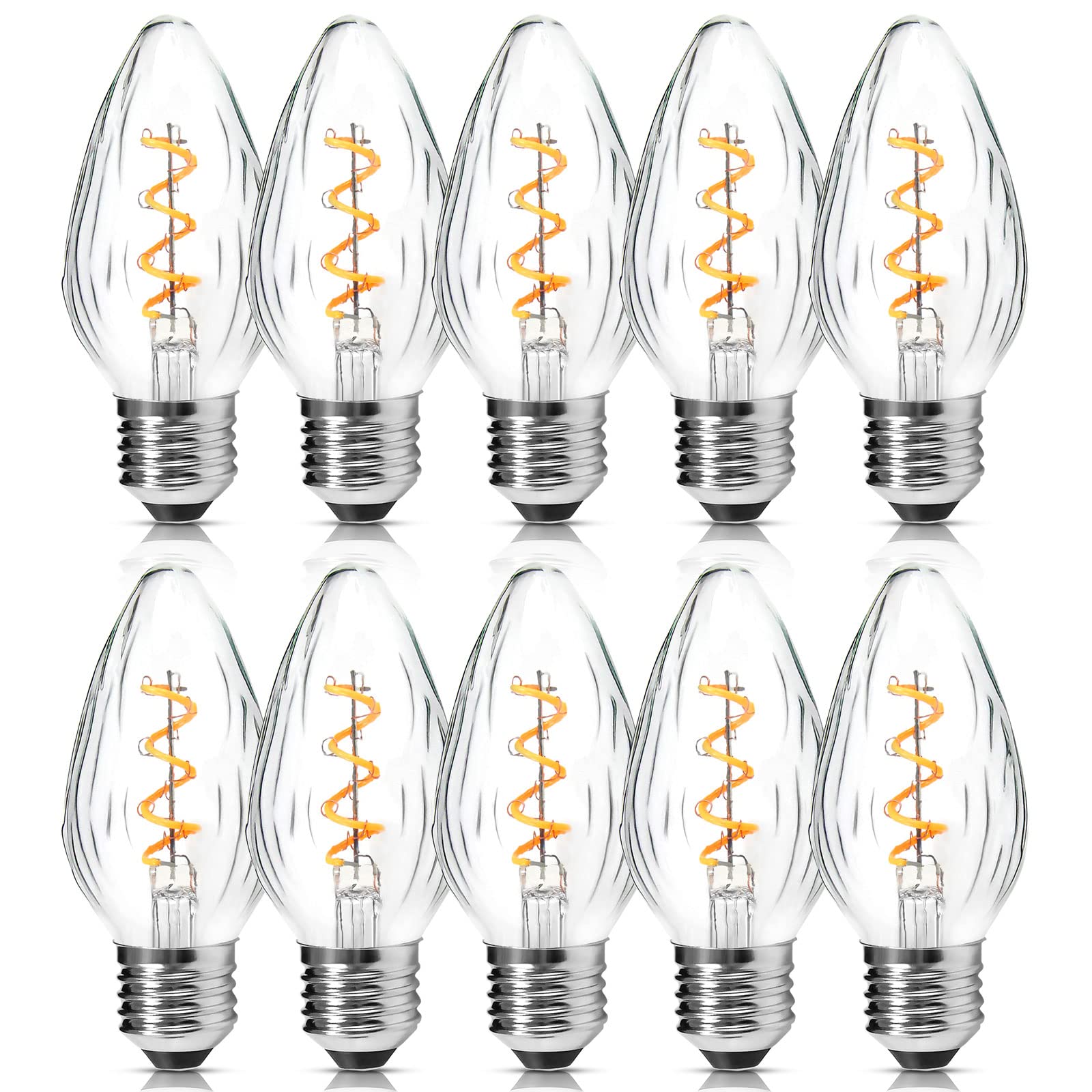 Brimax F15 E26 Medium Base Flame Wrinkle Glass LED Light Bulbs