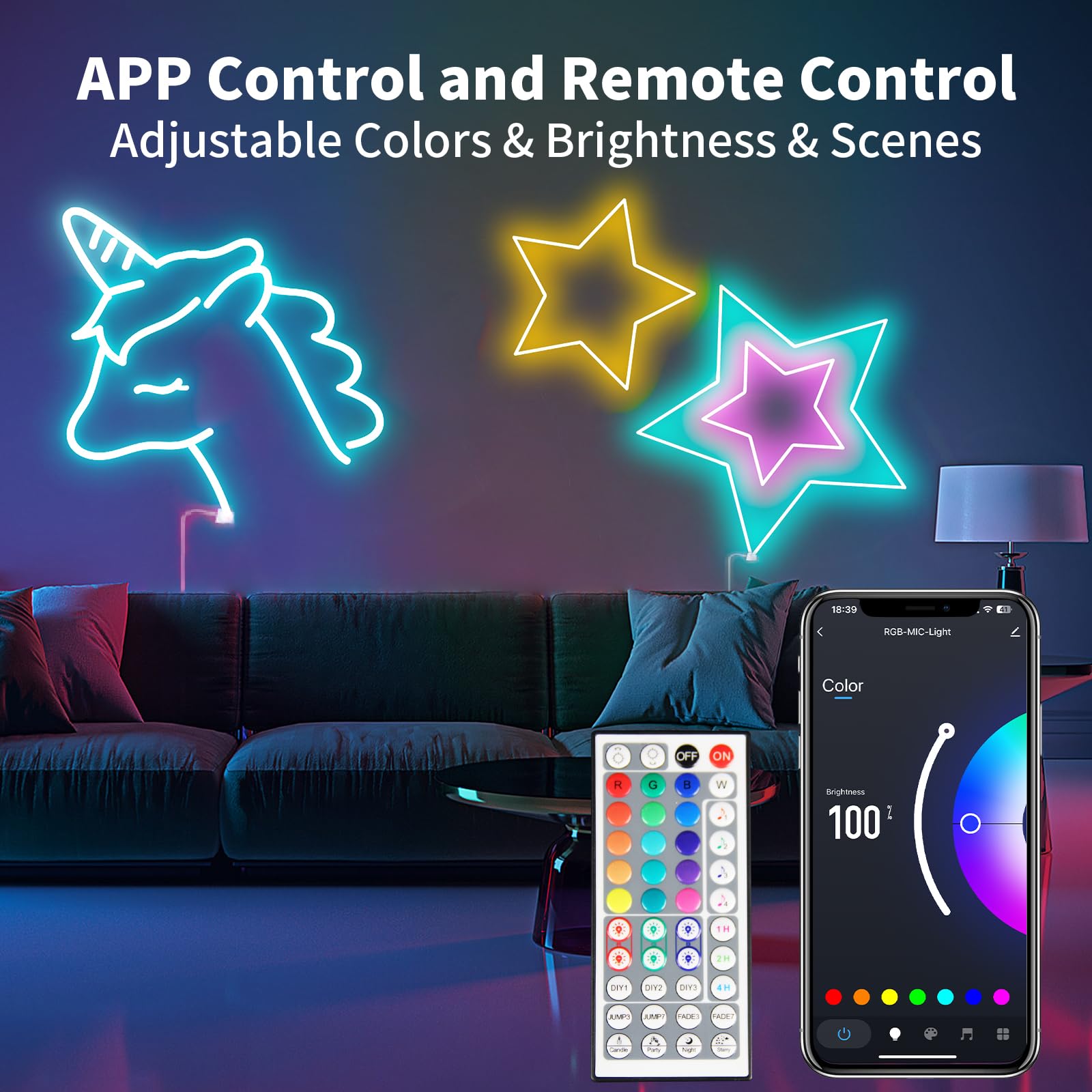BRIMAX 50Ft Neon Rope Lights,24V Smart RGB LED Strip Lights,Works with Alexa,Multicolor,Music Sync,Dimmable,Remote/APP Control,Outdoor IP67 Waterproof,Flexible DIY Design for Bedroom Indoor Outdoor