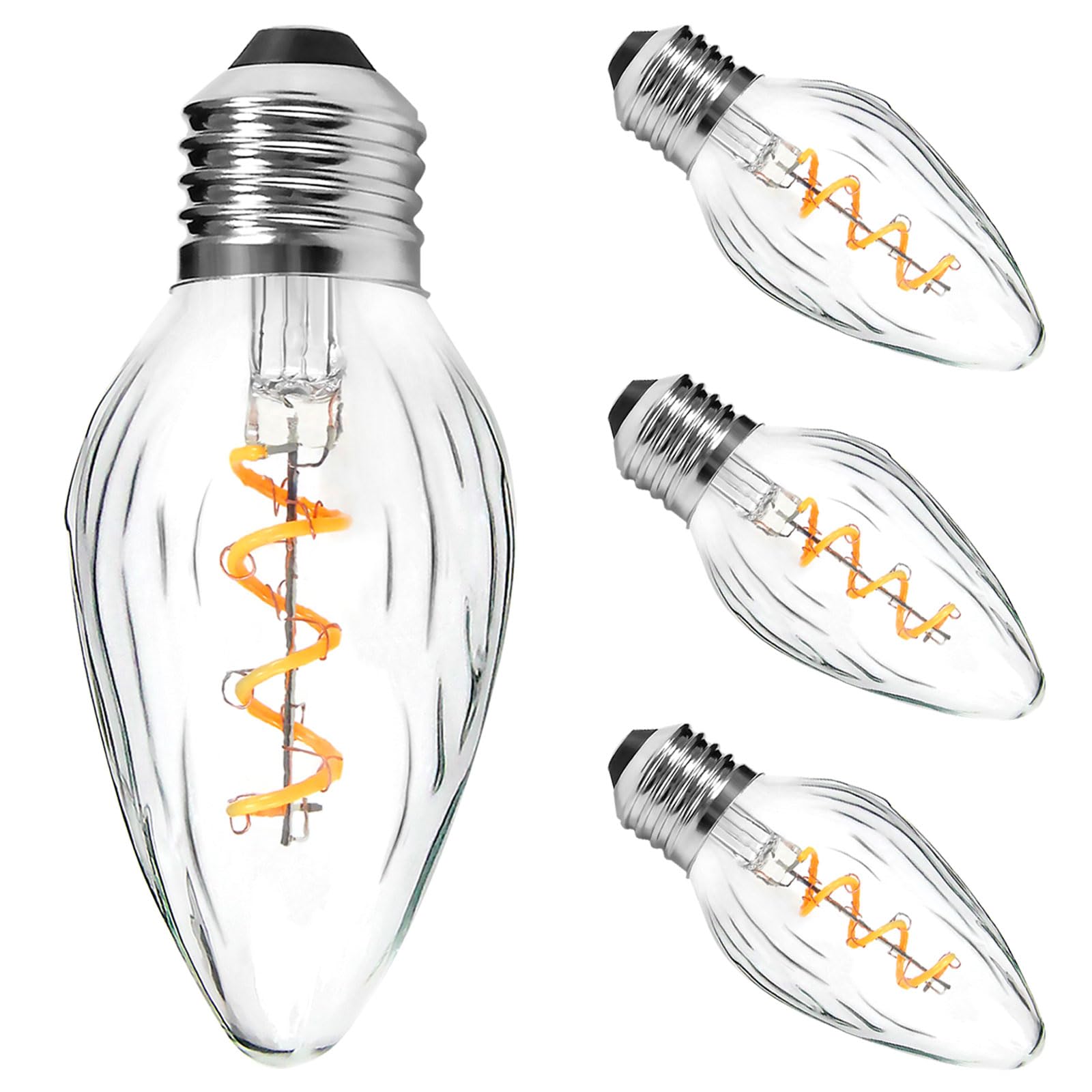 Brimax F15 E26 Medium Base Flame Wrinkle Glass LED Light Bulbs