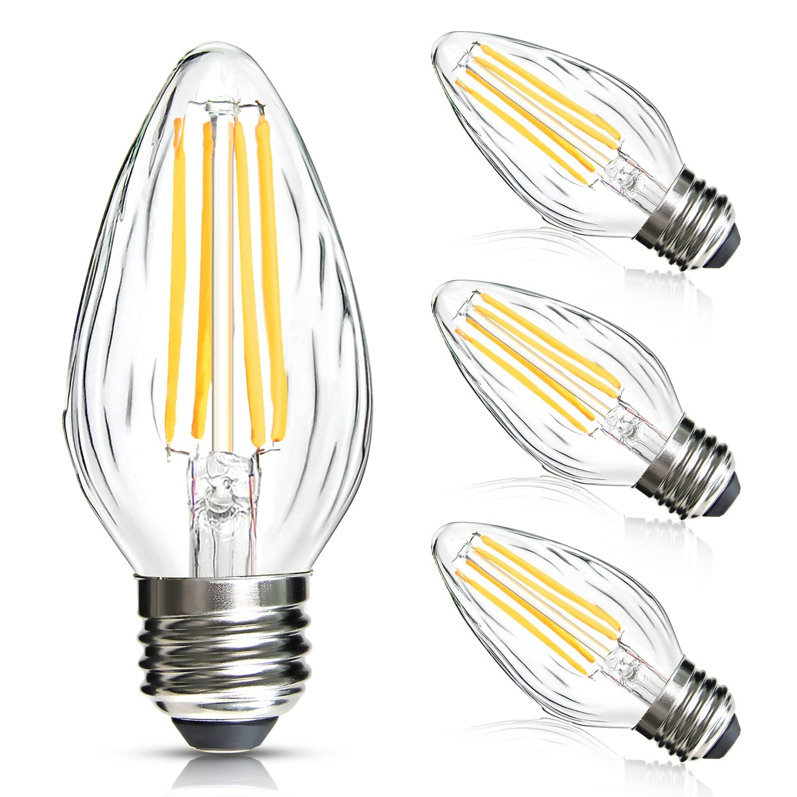 Brimax F15 E26 Medium Base Flame Wrinkle Glass LED Light Bulbs