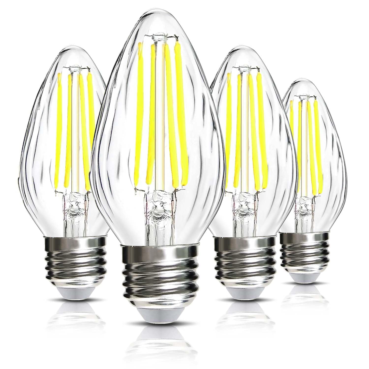 Brimax F15 E26 Medium Base Flame Wrinkle Glass LED Light Bulbs
