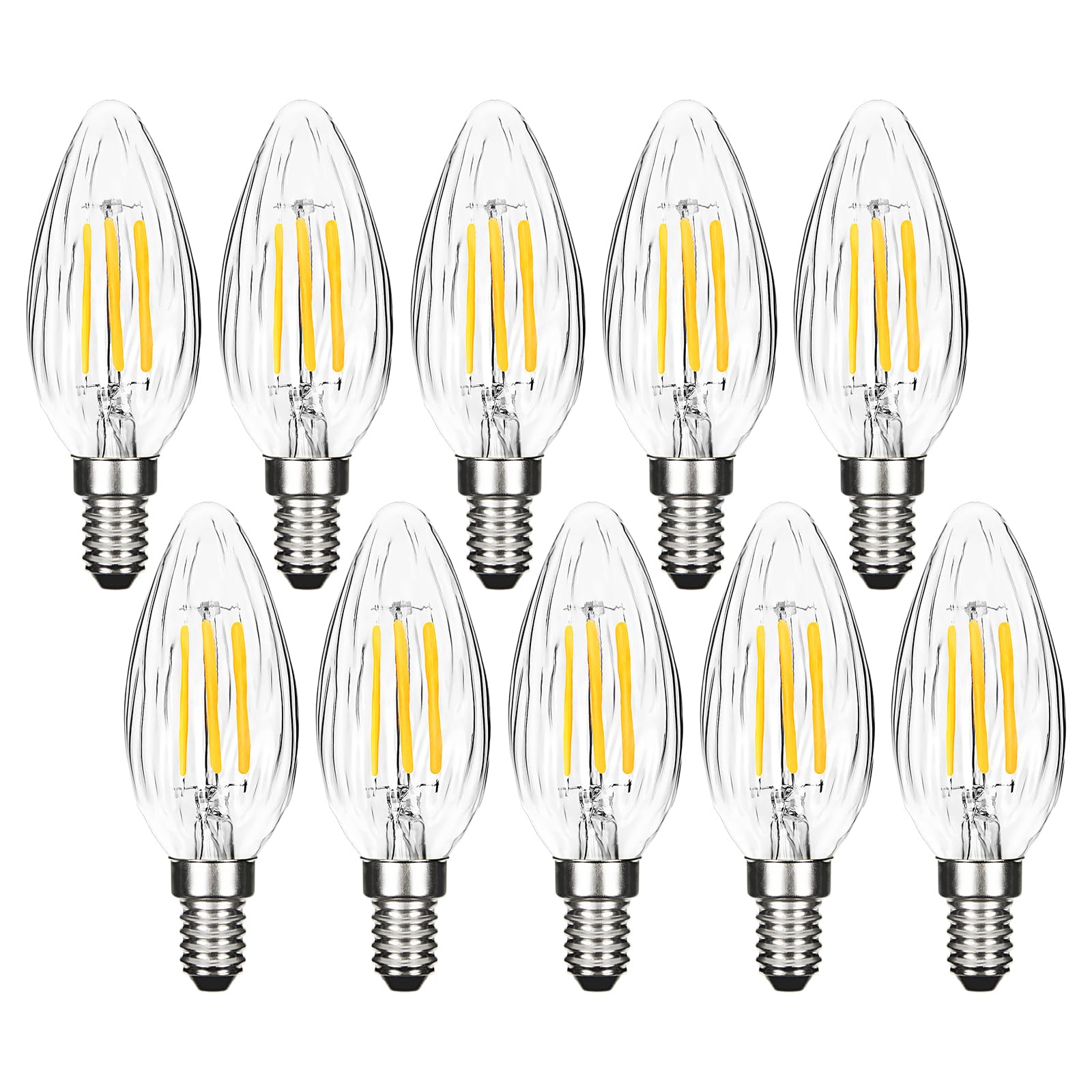 Brimax F15 E26 Medium Base Flame Wrinkle Glass LED Light Bulbs