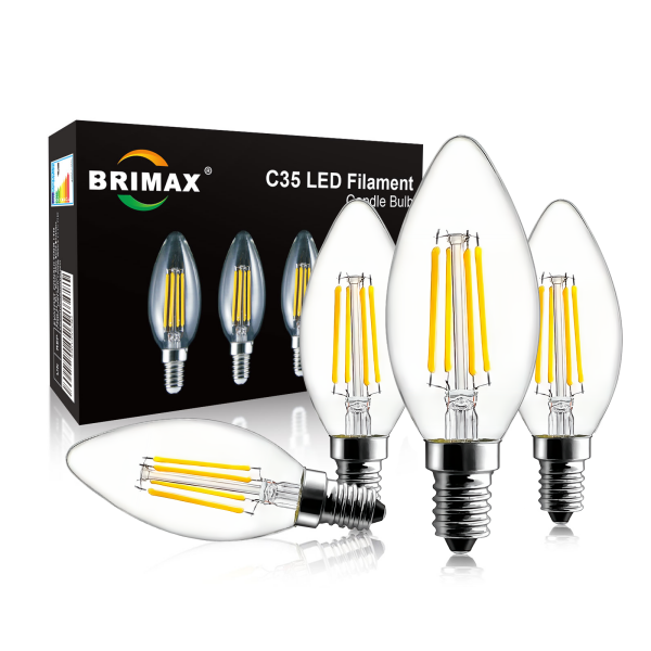 BRIMAX 120 V Klarglas 4 W C35 LED-Glühbirne 2700 K (1 Packung)