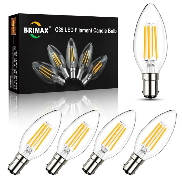 BRIMAX 230V Clear Glass 4W B15 C35 LED Bulb 2700K (5Pack)
