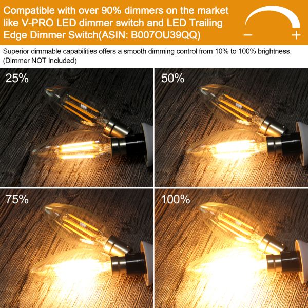 BRIMAX 230V Clear Glass 4W B15 C35 LED Bulb 2700K (5Pack)
