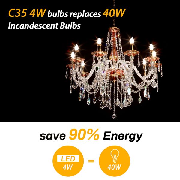 BRIMAX 120 V Klarglas 4 W C35 LED-Glühbirne 2700 K (1 Packung)