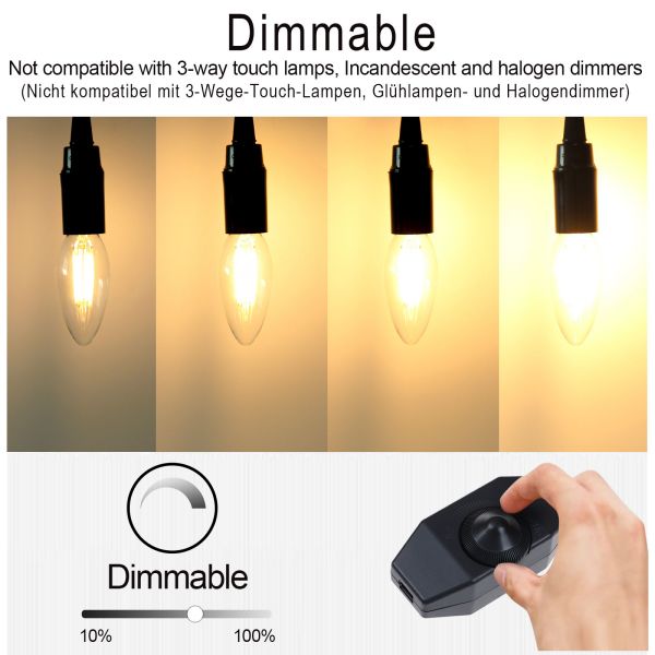 BRIMAX 120V Vidrio Transparente 4W C35 Bombilla LED 2700K (1Pack)