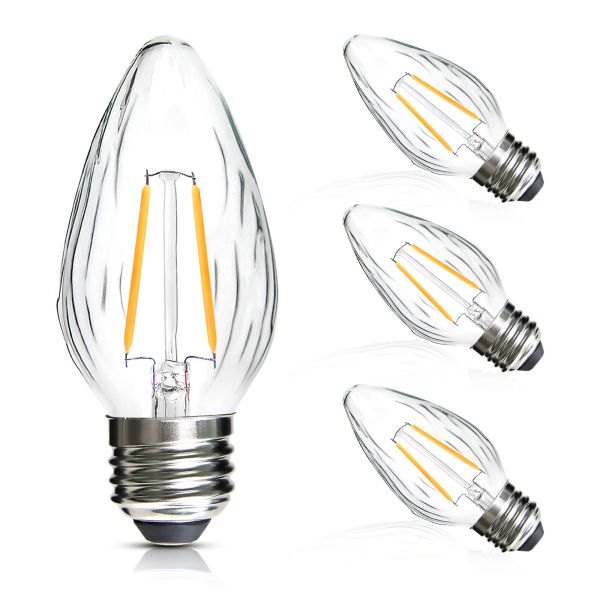 BRIMAX 120V Clear Wrinkle Glass 2W C45 F15 E26 LED Bulb 2700K (4Pack)