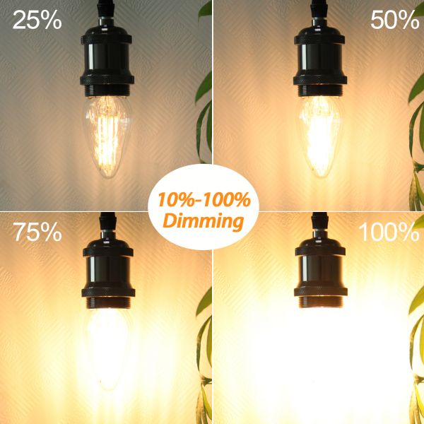 BRIMAX 120V Vidrio Arrugado Transparente 8W F15 E26 Bombilla LED 2700K (1Pack)