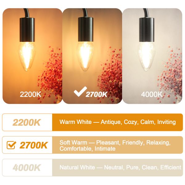 BRIMAX 120V Vidrio Arrugado Transparente 8W F15 E26 Bombilla LED 2700K (1Pack)
