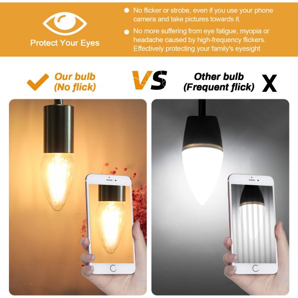 BRIMAX 120V 230V Clear Glass 8W C45 F15 Dimmable E26 E27 LED Bulb 2700K (4Pack)