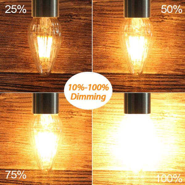 BRIMAX 120V Vidrio Arrugado Transparente 8W F15 E26 Bombilla LED 2700K (1Pack)