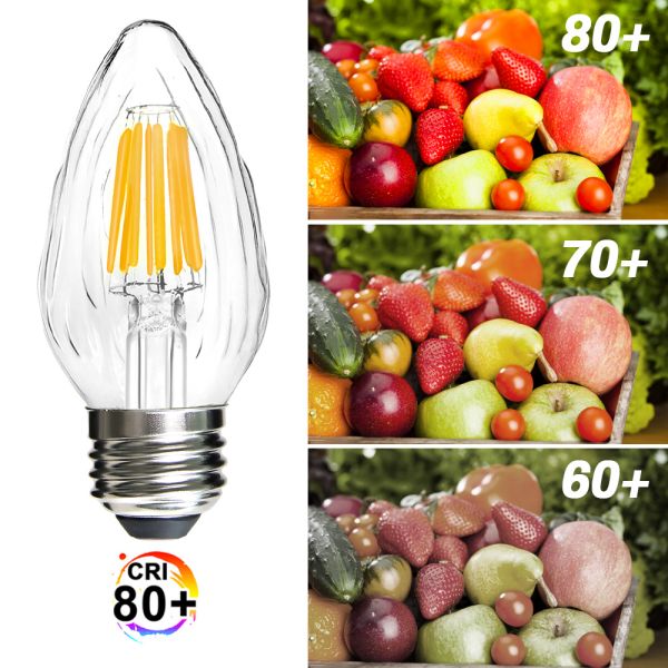 BRIMAX 120V Vidrio Arrugado Transparente 8W F15 E26 Bombilla LED 2700K (1Pack)