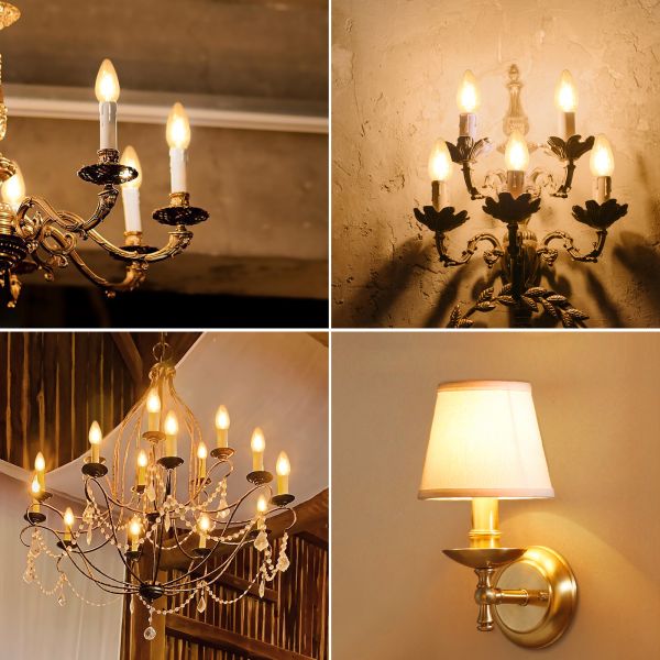 BRIMAX 120V 230V Clear Glass 8W C45 F15 Dimmable E26 E27 LED Bulb 2700K (4Pack)