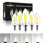 Brimax  E14 C35 5000K 4W 6W Cool White Lamp AC230 Glass Clear Edison  Dimmable Candle Light Bulbs Pack of 5/10