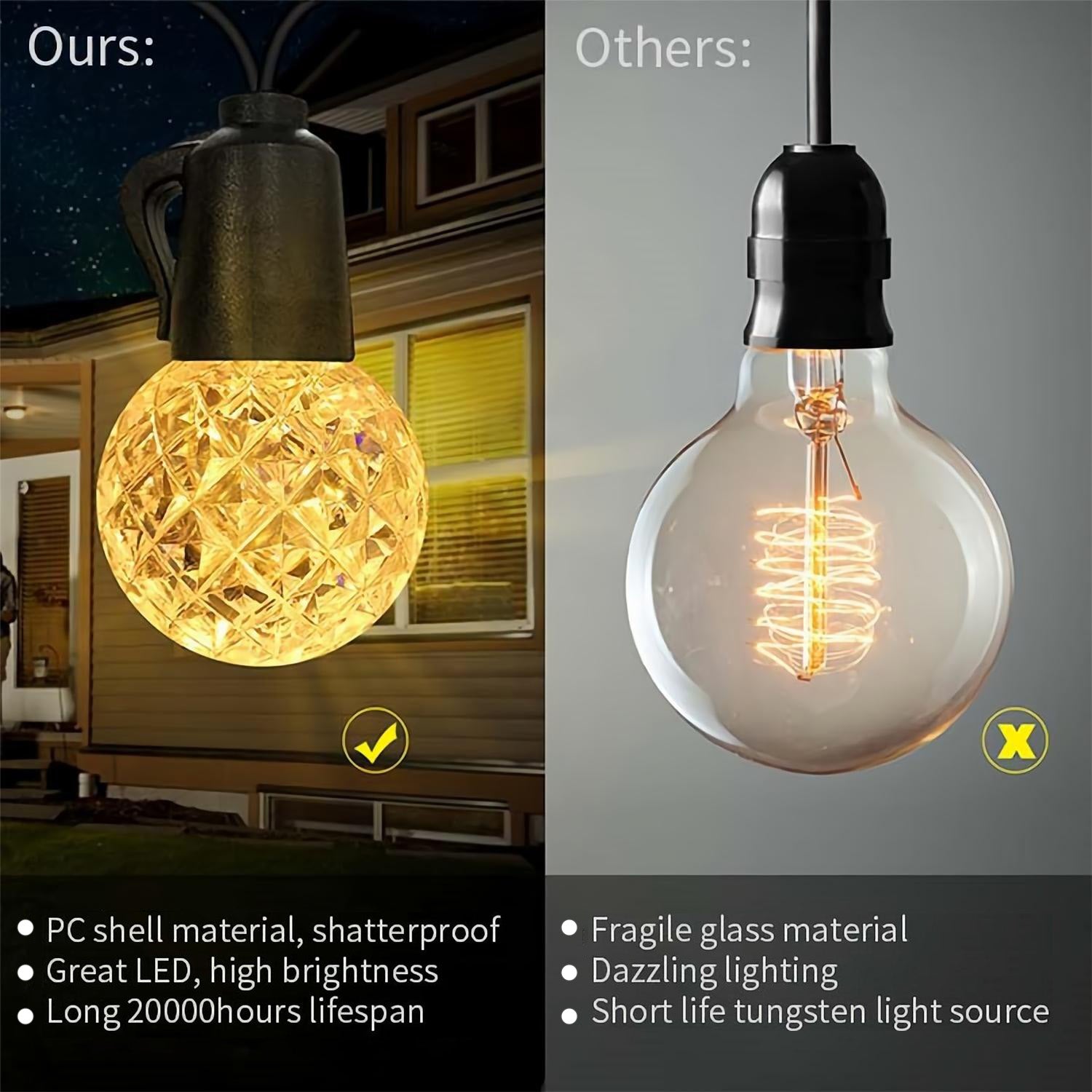 15m 20bulb G40 Crystal Plastic LED String Lights AC100-240V EU/UK/US Adapter