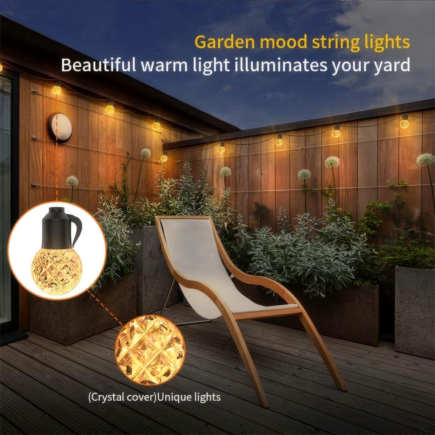 15m 20bulb G40 Crystal Plastic LED String Lights AC100-240V EU/UK/US Adapter