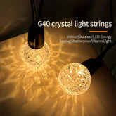 15m 20bulb G40 Crystal Plastic LED String Lights AC100-240V EU/UK/US Adapter