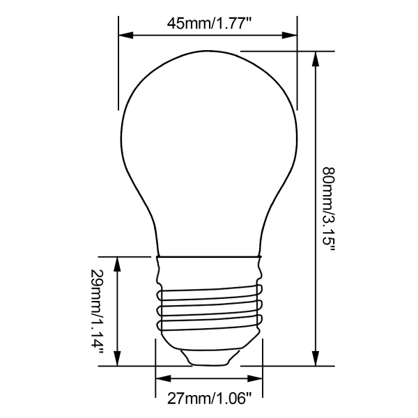 BRIMAX 230 V Klarglas 4 W G45 dimmbare E27 LED-Glühbirne 2700 K (4 Stück)