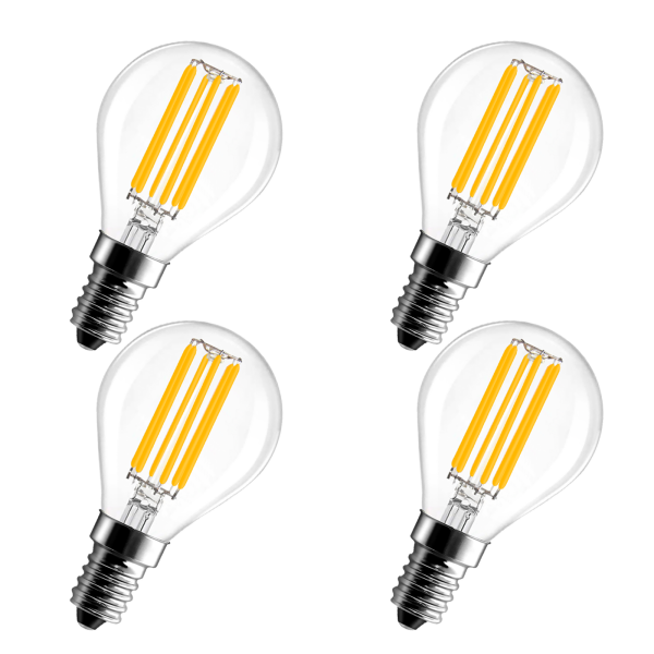 BRIMAX 120V 230V Clear Glass 6W G45 E12 E14 LED Bulb 2700K (4Pack)