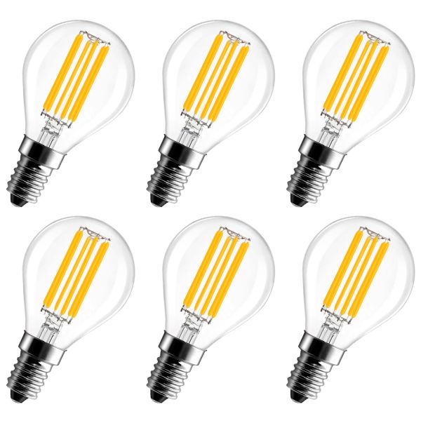 BRIMAX 120V Vidrio Transparente 6W G45 E12 Bombilla LED 2700K (Pack de 6)