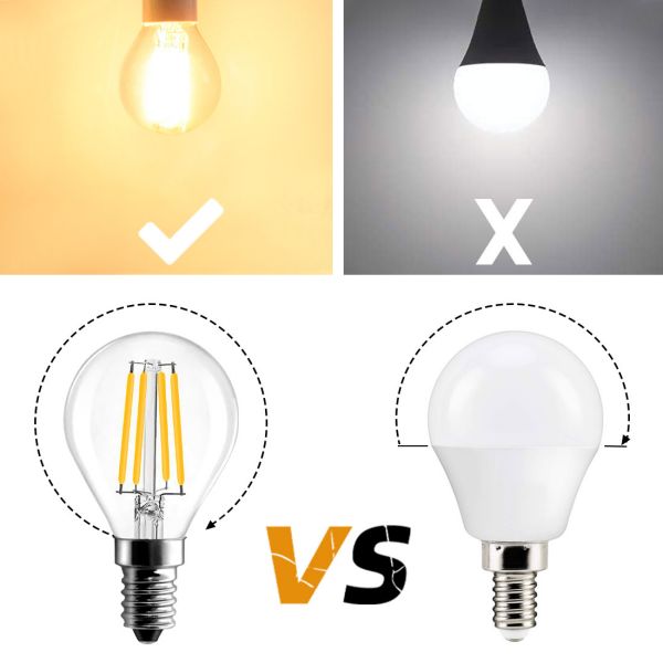 BRIMAX 120V Vidrio Transparente 6W G45 E12 Bombilla LED 2700K (Pack de 6)