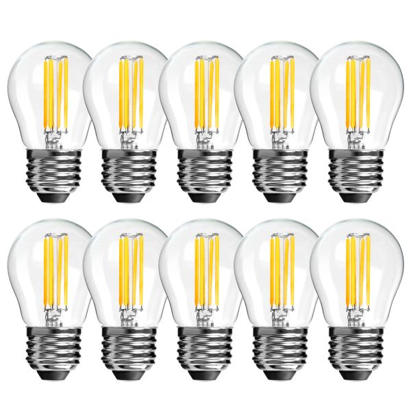 BRIMAX 120V 230V Clear Glass 6W G45 E26 E27 LED Bulb 2700K (10Pack)