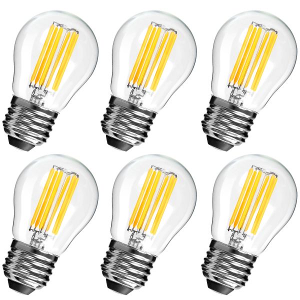 BRIMAX 120V 230V Clear Glass 6W G45 E26 E27 LED Bulb 2700K (6Pack)