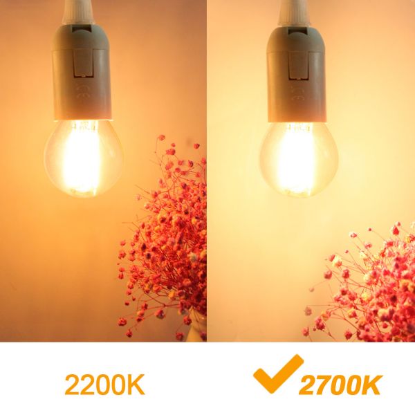 BRIMAX 120V 230V Clear Glass 6W G45 E26 E27 LED Bulb 2700K (6Pack)
