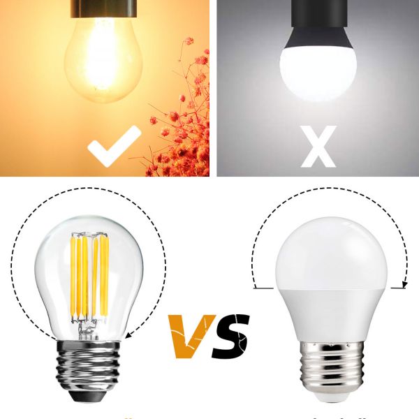 BRIMAX 120V 230V Clear Glass 6W G45 E26 E27 LED Bulb 2700K (6Pack)