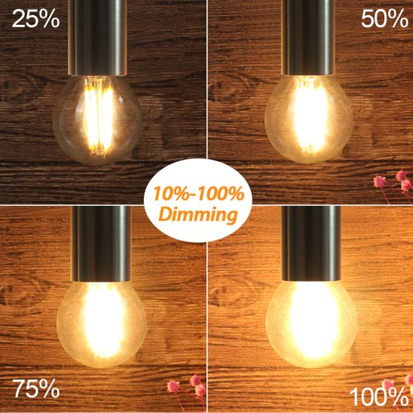 BRIMAX 120V 230V Clear Glass 6W G45 E26 E27 LED Bulb 2700K (6Pack)