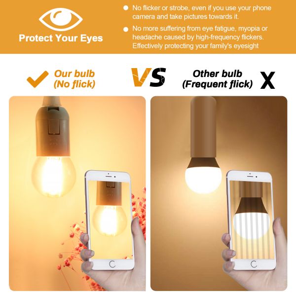 BRIMAX 120V 230V Clear Glass 6W G45 E26 E27 LED Bulb 2700K (6Pack)