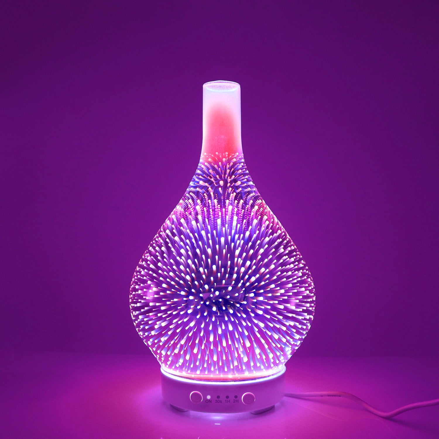 200ml DC5V 7 Colors 3D Fireworks Essential Oil Diffuser, Aromatherapy Ultrasonic Humidifier