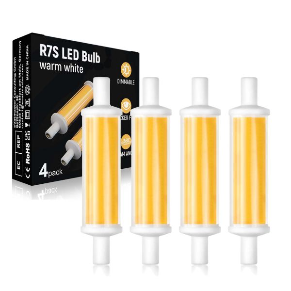 BRIMAX 120V 230V Clear Glass 4.2W Dimmable R7S LED Bulb 2700K (4Pack)