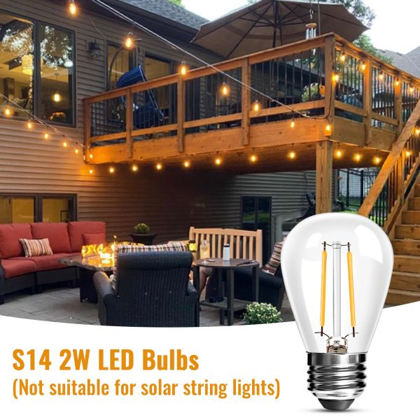 BRIMAX Clear Glass AC120V AC230V 2W S14 E26 E27 LED Bulb 2200K 2700K (25Pack)